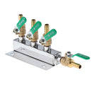 3-Way Splitter CO2 Beer Gas Manifold/Distributor 1/8" Shutoff Valves