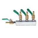 3-Way Splitter CO2 Beer Gas Manifold/Distributor 1/8" Shutoff Valves