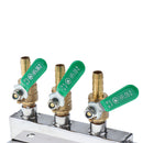 3-Way Splitter CO2 Beer Gas Manifold/Distributor 1/8" Shutoff Valves