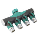Heavy Duty 4-Way Tap Connector Garden Hose Watering Shut-Off Manifold Valve