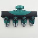 Heavy Duty 4-Way Tap Connector Garden Hose Watering Shut-Off Manifold Valve