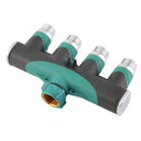 Heavy Duty 4-Way Tap Connector Garden Hose Watering Shut-Off Manifold Valve