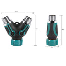 2-Way Y Water Hose Tap Connector On/Off Valve Garden Splitter Irrigation