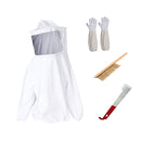 Set of 4 Beekeeping Jacket + Gloves 3-Row Horse Bristle Brush Beehive Tool