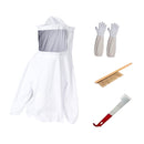 Set of 4 Beekeeping Jacket + Gloves 3-Row Horse Bristle Brush Beehive Tool