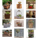 Wood Flower Pot Cartoon Cart Planter Storage Box Plant Bed Patio 37cm Brown