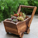 Wood Flower Pot Cartoon Cart Planter Storage Box Plant Bed Patio 37cm Brown