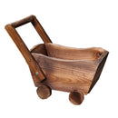 Wood Flower Pot Cartoon Cart Planter Storage Box Plant Bed Patio 37cm Brown