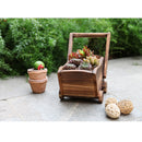 Wood Flower Pot Cartoon Cart Planter Storage Box Plant Bed Patio 37cm Brown