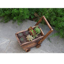 Wood Flower Pot Cartoon Cart Planter Storage Box Plant Bed Patio 37cm Brown