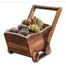 Wood Flower Pot Cartoon Cart Planter Storage Box Plant Bed Patio 37cm Brown