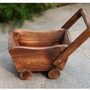 Wood Flower Pot Cartoon Cart Planter Storage Box Plant Bed Patio 37cm Brown