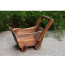 Wood Flower Pot Cartoon Cart Planter Storage Box Plant Bed Patio 37cm Brown