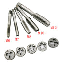 12Piece Metric Tap Wrench and Die Set M3-M12 Nut Bolt Alloy Metal Hand Tools