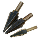 3Pieces Large Cone High Speed Steel Step Hole Cutting Drill Bit Set Cutter