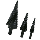 3 Pieces HSS Spiral Groove Step Cone Drill Metal Hole Cutter Bit Set 4-32mm