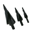 3 Pieces HSS Spiral Groove Step Cone Drill Metal Hole Cutter Bit Set 4-32mm