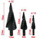 3 Pieces HSS Spiral Groove Step Cone Drill Metal Hole Cutter Bit Set 4-32mm