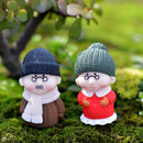 2 Pair Winter Old Couple Miniature Fairy Garden Bonsai Micro Landscape Decor