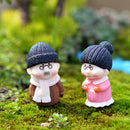 2 Pair Winter Old Couple Miniature Fairy Garden Bonsai Micro Landscape Decor