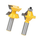 2 Pcs Small Lock Miter Router Bit Set Molding Angle 120 degree 1/4" Shank Steel Handle Tenon Cutter with Carbide Tipped