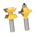 2 Pcs Small Lock Miter Router Bit Set Molding Angle 120 degree 1/4" Shank Steel Handle Tenon Cutter with Carbide Tipped