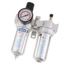 3 In 1 Twin Air Filter Pressure Regulator Gauge Kit Water/Oil Trap Separator