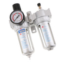 3 In 1 Twin Air Filter Pressure Regulator Gauge Kit Water/Oil Trap Separator