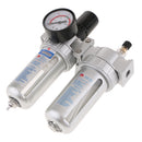 3 In 1 Twin Air Filter Pressure Regulator Gauge Kit Water/Oil Trap Separator