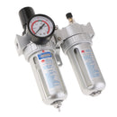 3 In 1 Twin Air Filter Pressure Regulator Gauge Kit Water/Oil Trap Separator