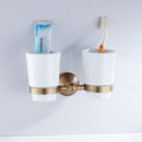 Bathroom Double Tumbler Holders Wall-mounted Toothbrush Holder Antique Style