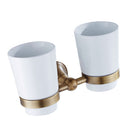 Bathroom Double Tumbler Holders Wall-mounted Toothbrush Holder Antique Style