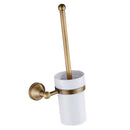 Anqitue Full Copper Toilet Brush/Toilet Brush Shelf /Ceramic Toilet Cup Set