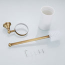 Anqitue Full Copper Toilet Brush/Toilet Brush Shelf /Ceramic Toilet Cup Set