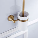 Anqitue Full Copper Toilet Brush/Toilet Brush Shelf /Ceramic Toilet Cup Set