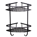Double Black Brass Bathroom Storage Corner Walll Mounted Shelf Shower Shelf