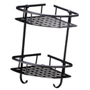 Double Black Brass Bathroom Storage Corner Walll Mounted Shelf Shower Shelf