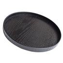 Multifunctional Round Wooden Plate Food Snack Coffee Tea Cup Serving Tray Home Kitchen Accessory Black 30cm