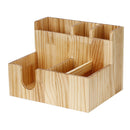 Wood Coffee Cup Lid Dispenser Holder Condiment Rack Beverage Organizer