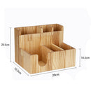 Wood Coffee Cup Lid Dispenser Holder Condiment Rack Beverage Organizer