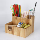 Wood Coffee Cup Lid Dispenser Holder Condiment Rack Beverage Organizer