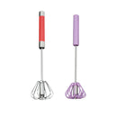Hand Whisk Mixer Stainless Steel Egg Milk Rotate Beater Kitchen Gadget
