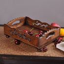 Portable 31x 23x 12cm Wood Food Serving Breakfast in Bed Lap Tray w/ Handles