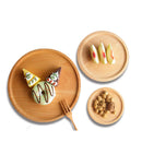 WOODEN PLATE - FRUIT DESSERT BREAD PIZZA CAKE , DINNER DECORATIVE PLACEMENT