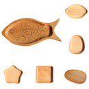 Fish Shape Wooden Plate Breakfast Food Snack Serving Tray Salad Bowl Platter