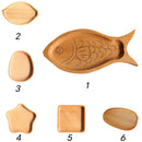 Fish Shape Wooden Plate Breakfast Food Snack Serving Tray Salad Bowl Platter