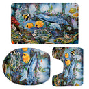 Set Of 3PCS Safe Slip Resistant Flannel Bath Mat With Toilet Rug & Seat Cover Entrance Door Bathroom Coffee Study Kitchen Bed Decor Rug Underwater