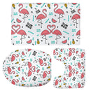 Set Of 3PCS Safe Slip Resistant Flannel Bath Mat With Toilet Rug & Seat Cover Entrance Door Bathroom Coffee Study Kitchen Bed Decor Rug Flamingo