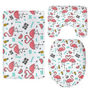 Set Of 3PCS Safe Slip Resistant Flannel Bath Mat With Toilet Rug & Seat Cover Entrance Door Bathroom Coffee Study Kitchen Bed Decor Rug Flamingo