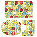 Set Of 3PCS Safe Slip Resistant Flannel Bath Mat With Toilet Rug & Seat Cover Entrance Door Bathroom Coffee Study Kitchen Bed Decor Cartoon